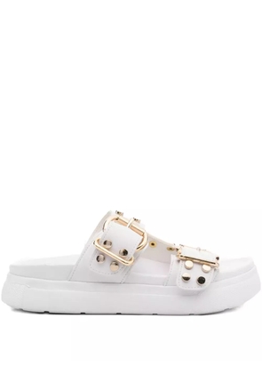 Bugatti buckle-studded slides - White