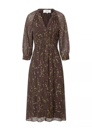 Ba&Sh abstract-print smocked dress - Brown
