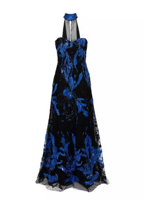 Saiid Kobeisy embroidered strapless dress - Blue