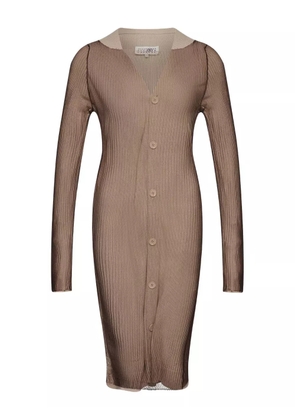 MM6 Maison Margiela ribbed buttoned cardigan dress - Neutrals