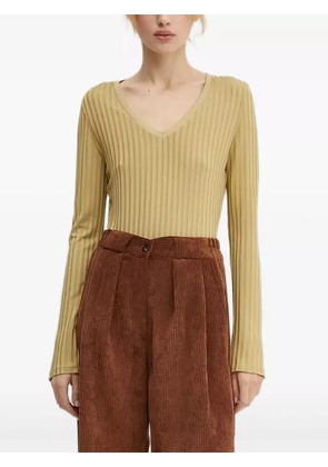 BOSS ribbed V-neck top - Yellow