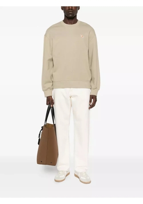 Maison Kitsuné logo-embroidered cotton sweatshirt - Neutrals