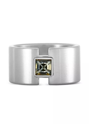 Swatch Vintage stainless steel and smoky crystal ring - Silver