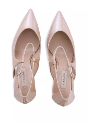 Casadei 100mm Samurai Julia cut-out ankle-strap pumps - Neutrals