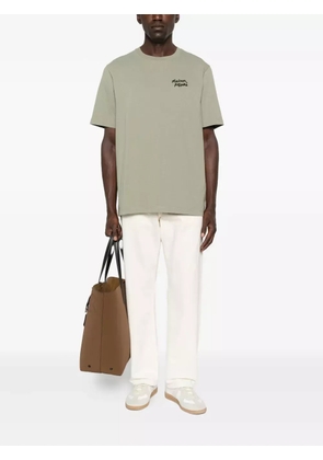 Maison Kitsuné logo-embroidered cotton T-shirt - Green