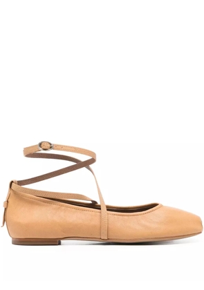 Ba&Sh leather wrap-strap ballet flats - Brown