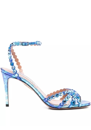 Aquazzura 85 mm Tequila crystal-embellished stiletto sandals - Blue