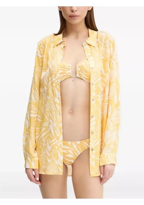 Melissa Odabash leaf-print button-down shirt - Yellow