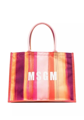 MSGM all-over artist stripe print tote bag - Pink