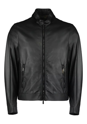 Moorer zip-fastening leather jacket - Black