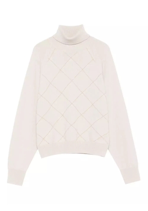 Peserico diamond-pattern turtleneck sweater - Neutrals