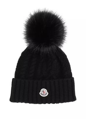 Moncler cable-knit pom-pom beanie hat - Black