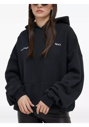 PREACH lettering-print logo hoodie - Black