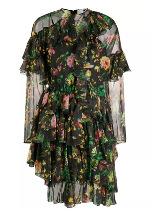 MSGM floral print ruffled dress - Black