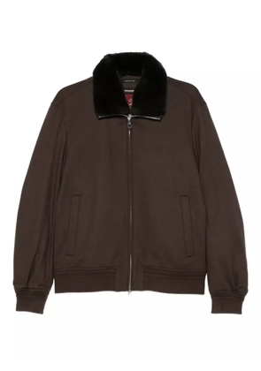 Montecore contrasting-collar zip-up jacket - Brown