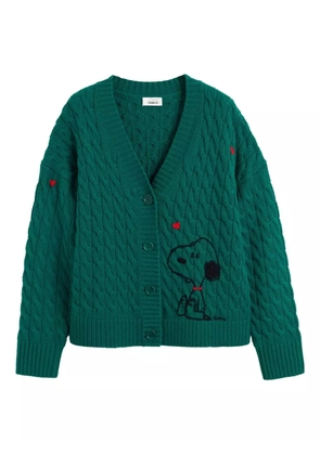 Chinti & Parker x Peanuts Snoopy cable-knit cardigan - Green