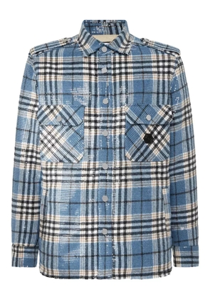 Philipp Plein sequin-embellished plaid shirt - Blue