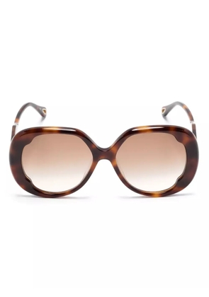 Chloé Eyewear logo-lettering oversize-frame sunglasses - Brown
