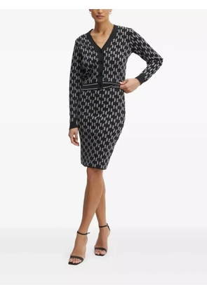 Karl Lagerfeld monogram-pattern buttoned cardigan - Black