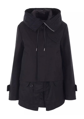 sacai hooded parka coat - Black