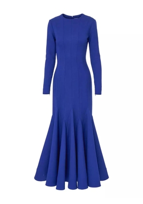 Carolina Herrera floral-appliqué wool dress - Blue
