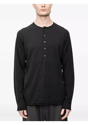 Devoa Henley-neck long-sleeve sweater - Black