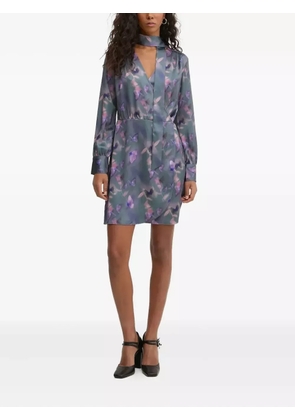 HUGO butterfly-print mini dress - Blue