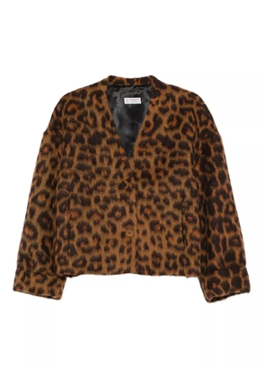 Alberto Biani leopard-print button jacket - Brown