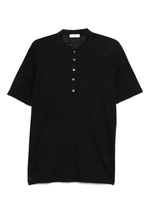 Gran Sasso button-placket linen T-shirt - Black