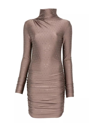 THE ANDAMANE high-neck rhinestone-embellished dress - Neutrals