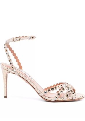 Aquazzura 90mm Tequila embellished scalloped-edge sandals - Neutrals