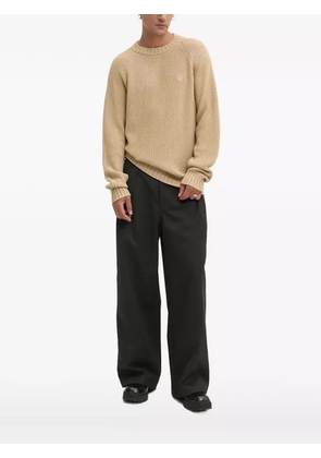 HUGO logo-appliqué raglan-sleeve jumper - Neutrals