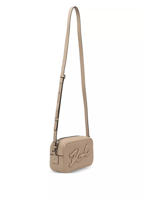 Karl Lagerfeld embossed-logo shoulder bag - Neutrals