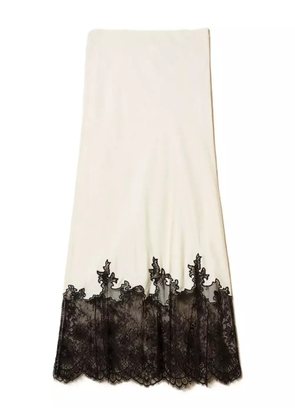 TWINSET lace-trimmed midi skirt - White