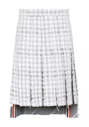 Thom Browne gingham-check pleated tweed skirt - Grey