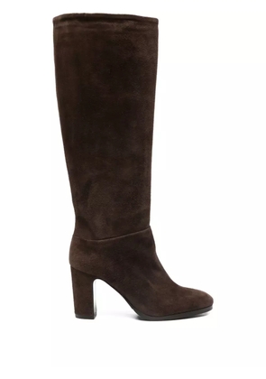 Julie Dee 80mm calf-suede block-heel boots - Brown