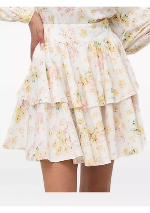 Custommade floral mini skirt - White