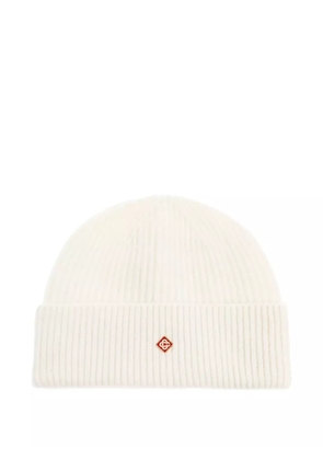 Casablanca ribbed wool beanie hat - White