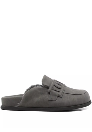TWINSET shearling-lined buckle-detail slippers - Grey