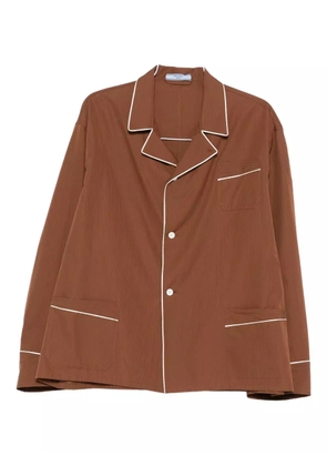 Prada piped-trim cotton shirt - Brown
