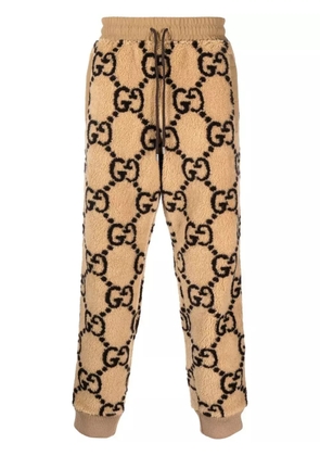 Gucci GG jacquard-monogram faux-fur track pants - Neutrals