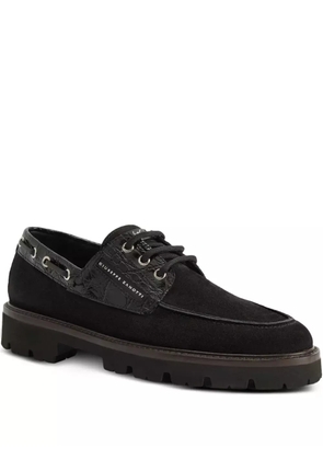 Giuseppe Zanotti crocodile-effect suede lace-up boat shoes - Black