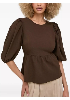 Notes du Nord puff-sleeve peplum top - Brown