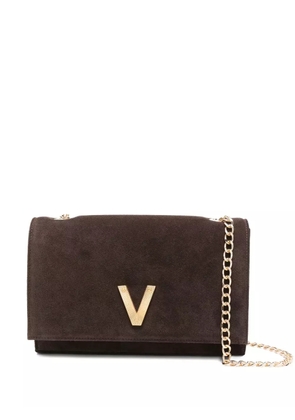 Via Roma 15 logo-detail suede shoulder bag - Brown