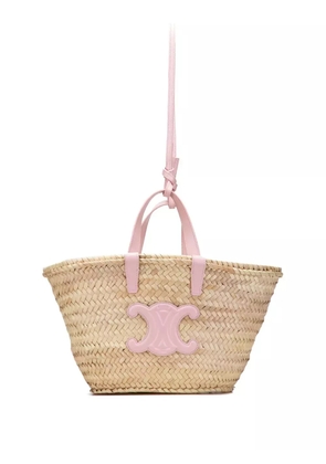 Celine Pre-Owned 2023 Teen Raffia Cuir Triomphe Classic Panier Tote satchel - Brown