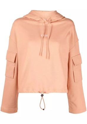 MSGM logo-print cotton hoodie - Orange