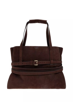Moschino Tie Me belted suede tote bag - Brown