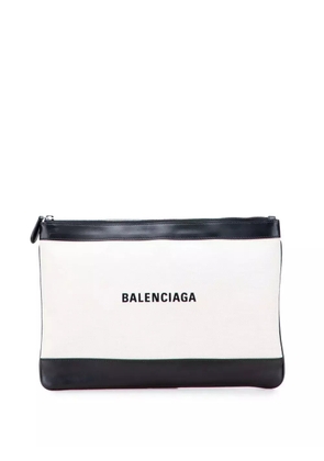 Balenciaga Pre-Owned 2019 M Canvas Navy Clip clutch bag - White