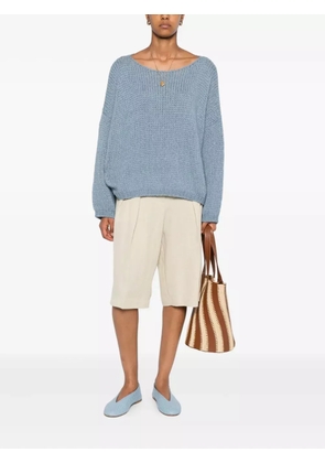 Roberto Collina boat-neck long-sleeve jumper - Blue