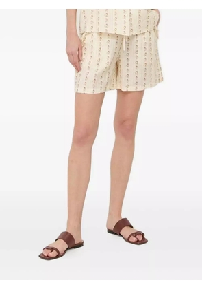 Notes du Nord floral-print ruffled shorts - Neutrals